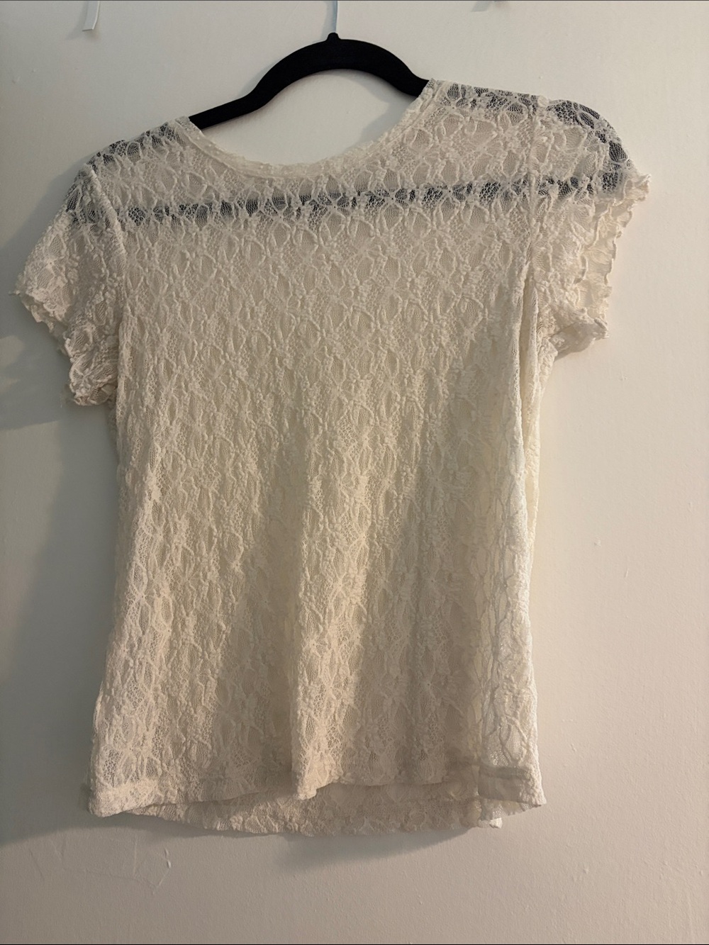 LOFT Ivory Lace Short Sleeve Tee